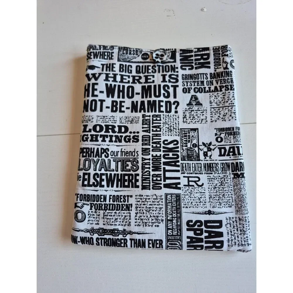 Handcrafted Two-Pocket Tablet Sleeve - Magical Harry Potter Newspaper Theme